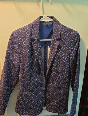 Express Woman's Blue Patterned Blazer